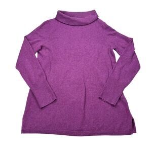 Talbots mock neck purple tunic length cashmere sweater. Size M. quiet luxury